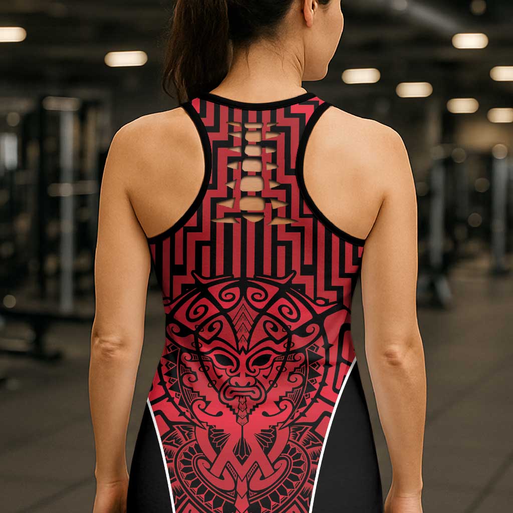 Basketball New Zealand Hollow Tank Top Red Maori Ta Moko Indigenous - Aussie Hoodie