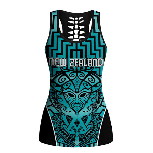 Basketball New Zealand Hollow Tank Top Teal Maori Ta Moko Indigenous - Aussie Hoodie