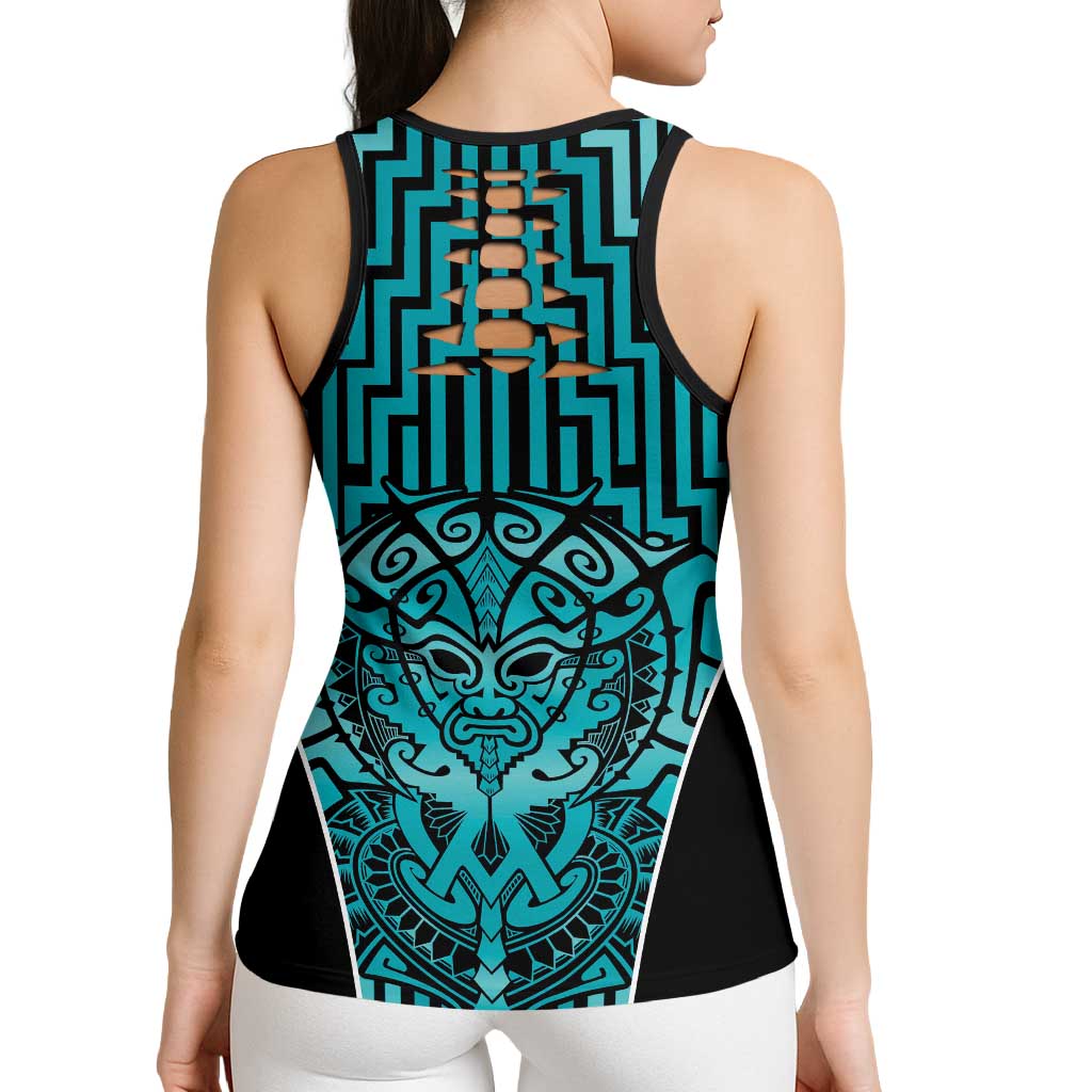 Basketball New Zealand Hollow Tank Top Teal Maori Ta Moko Indigenous - Aussie Hoodie
