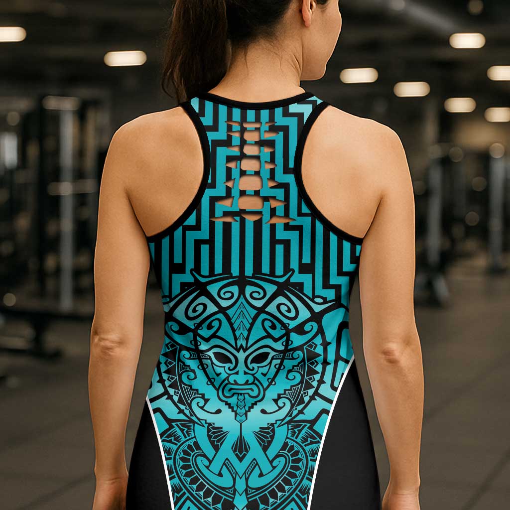 Basketball New Zealand Hollow Tank Top Teal Maori Ta Moko Indigenous - Aussie Hoodie