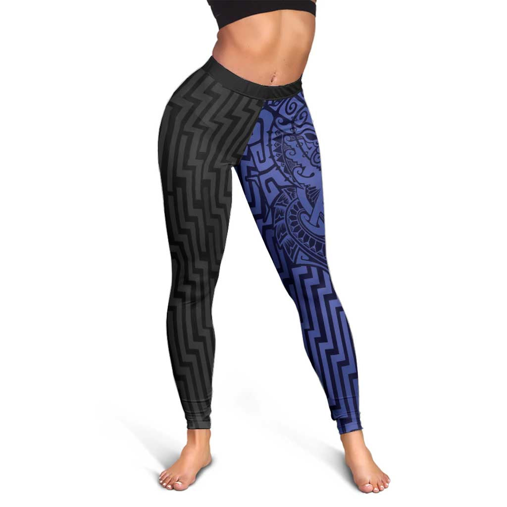 Basketball New Zealand Leggings Blue Maori Ta Moko Indigenous - Aussie Hoodie
