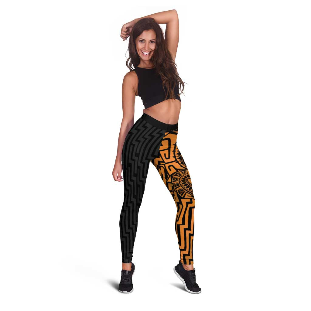 Basketball New Zealand Leggings Gold Maori Ta Moko Indigenous - Aussie Hoodie