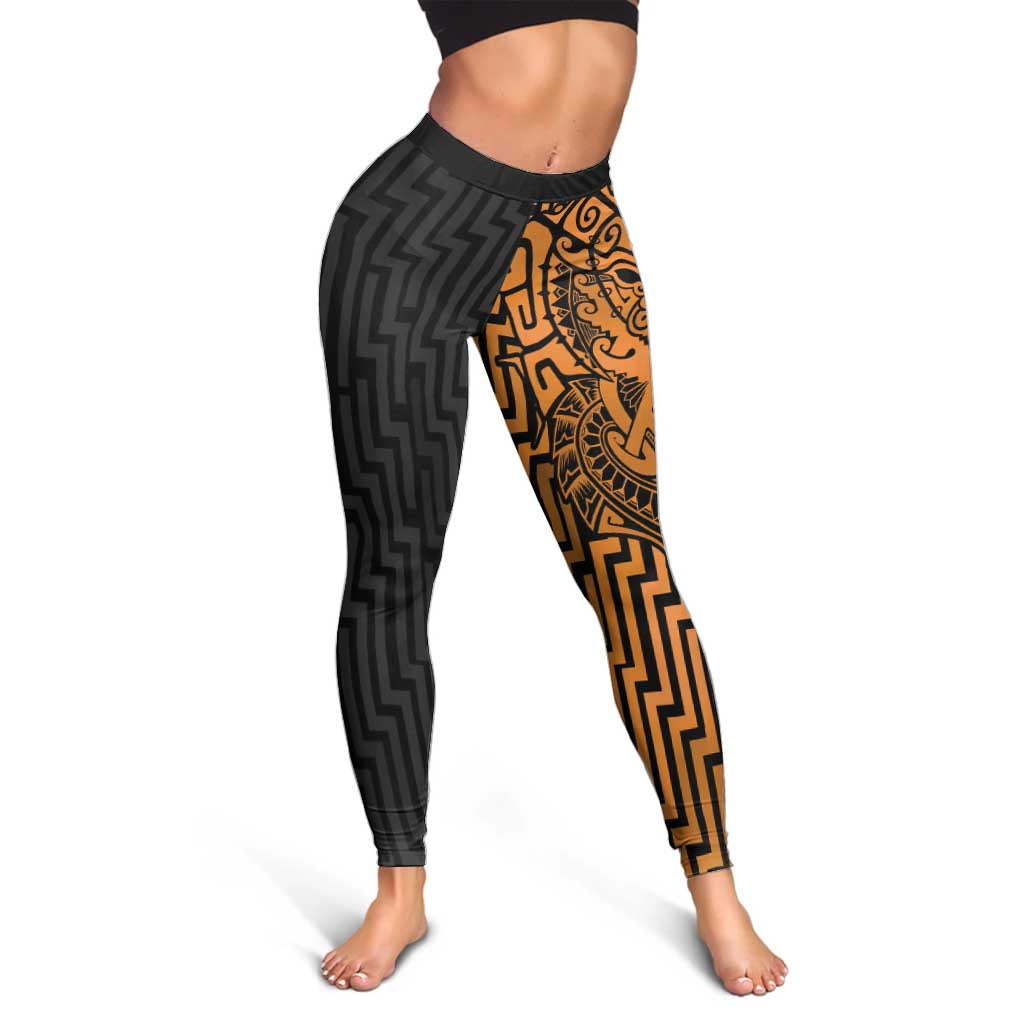 Basketball New Zealand Leggings Gold Maori Ta Moko Indigenous - Aussie Hoodie