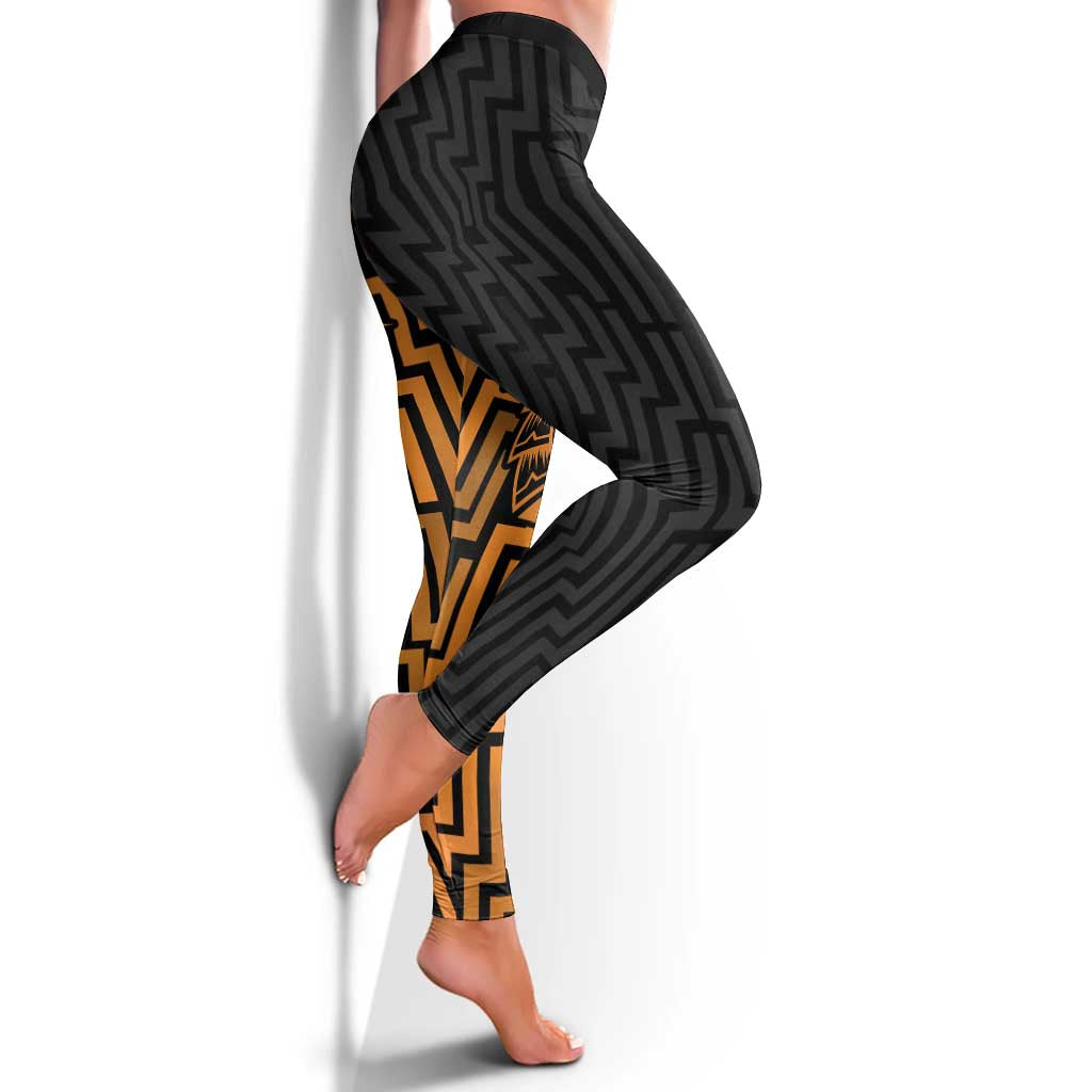 Basketball New Zealand Leggings Gold Maori Ta Moko Indigenous - Aussie Hoodie
