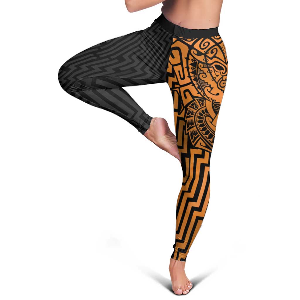 Basketball New Zealand Leggings Gold Maori Ta Moko Indigenous - Aussie Hoodie