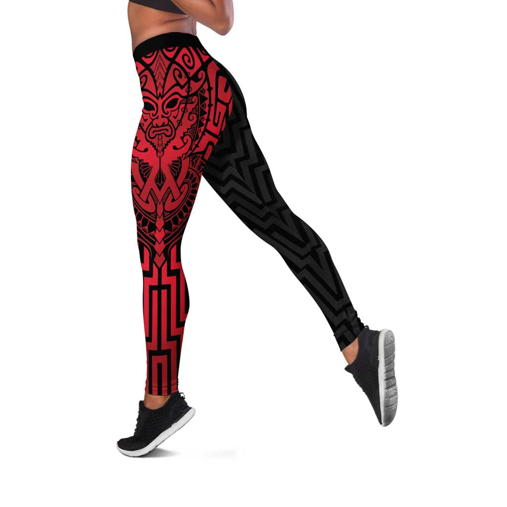 Basketball New Zealand Leggings Red Maori Ta Moko Indigenous - Aussie Hoodie