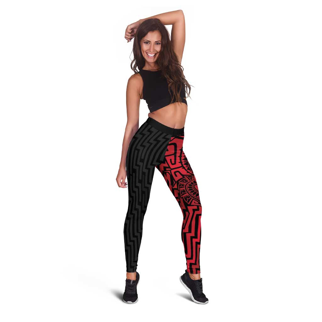 Basketball New Zealand Leggings Red Maori Ta Moko Indigenous - Aussie Hoodie