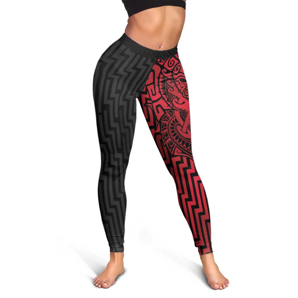 Basketball New Zealand Leggings Red Maori Ta Moko Indigenous - Aussie Hoodie