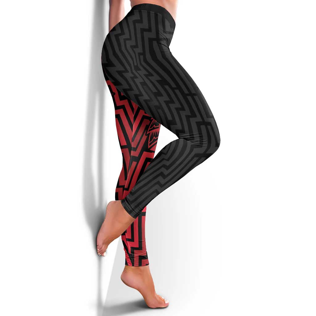 Basketball New Zealand Leggings Red Maori Ta Moko Indigenous - Aussie Hoodie