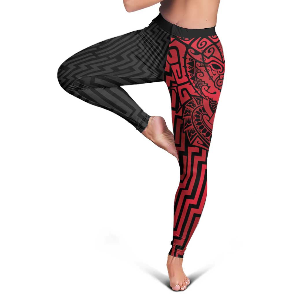 Basketball New Zealand Leggings Red Maori Ta Moko Indigenous - Aussie Hoodie