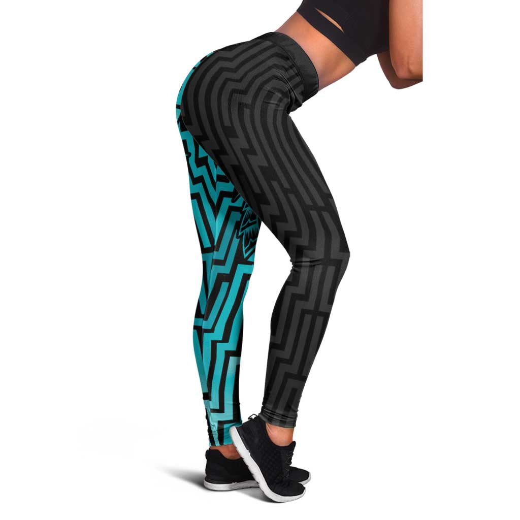 Basketball New Zealand Leggings Teal Maori Ta Moko Indigenous - Aussie Hoodie