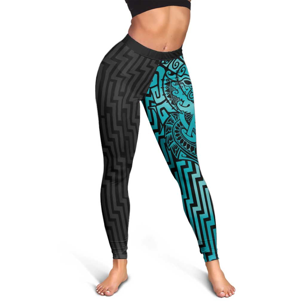 Basketball New Zealand Leggings Teal Maori Ta Moko Indigenous - Aussie Hoodie