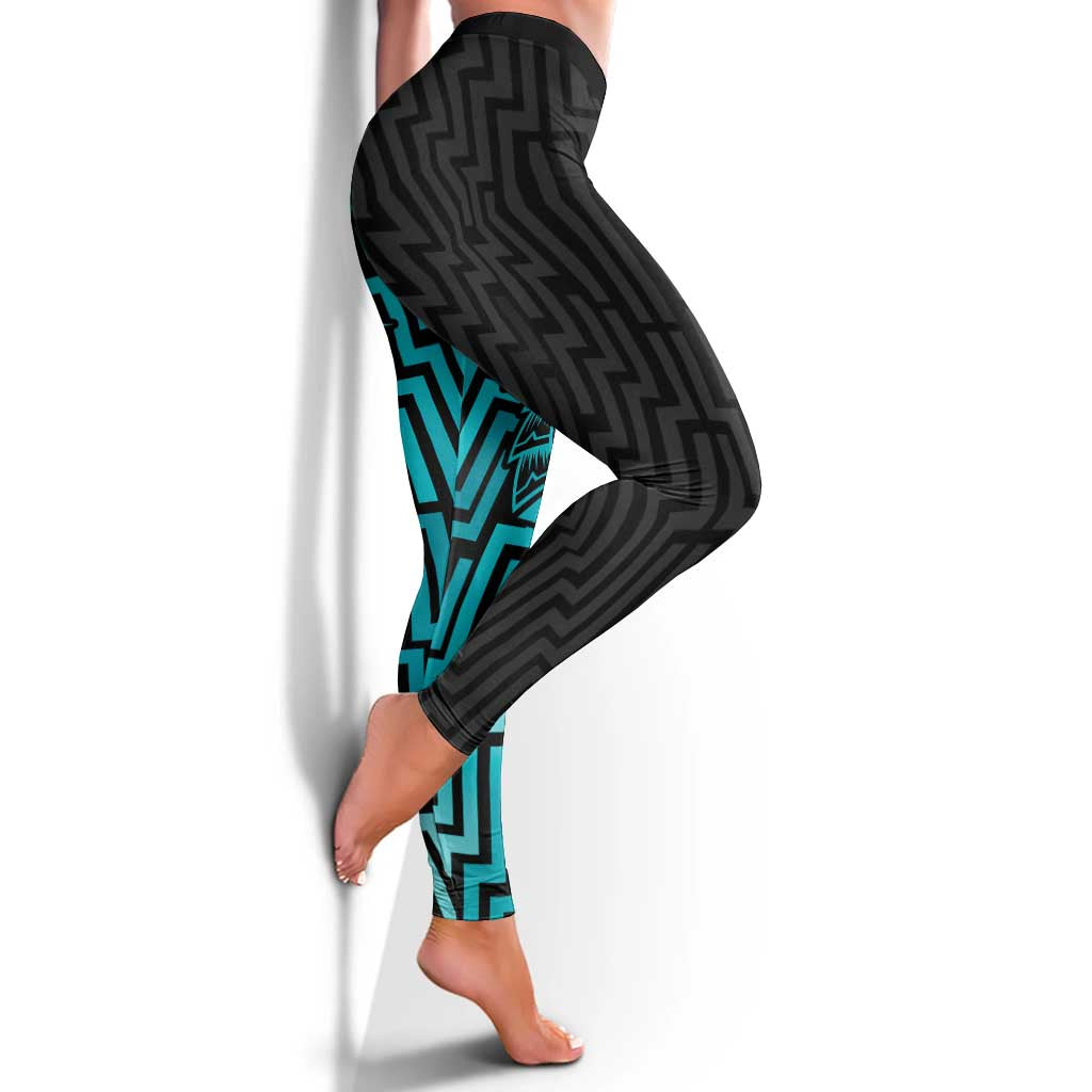 Basketball New Zealand Leggings Teal Maori Ta Moko Indigenous - Aussie Hoodie