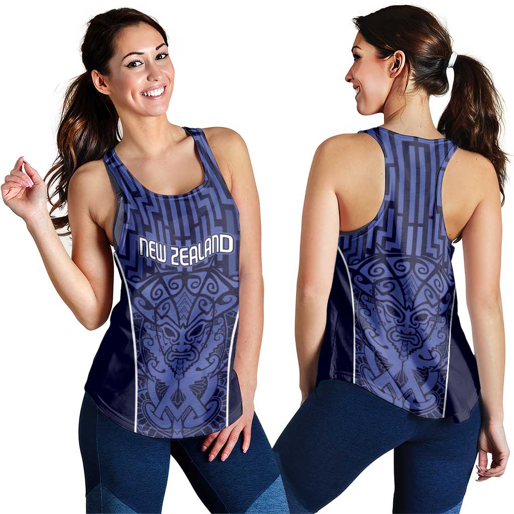 Basketball New Zealand Women Racerback Tank Blue Maori Ta Moko Indigenous - Aussie Hoodie