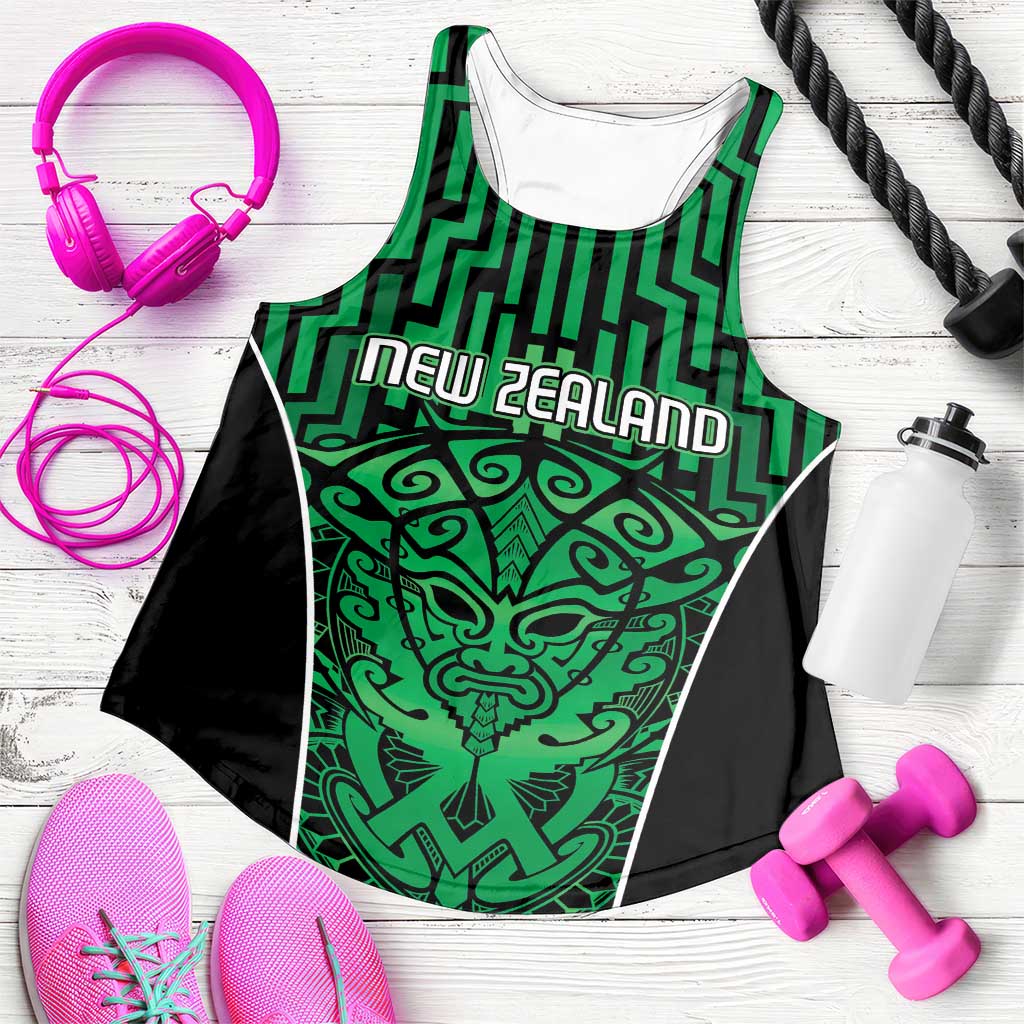 Basketball New Zealand Women Racerback Tank Green Maori Ta Moko Indigenous - Aussie Hoodie