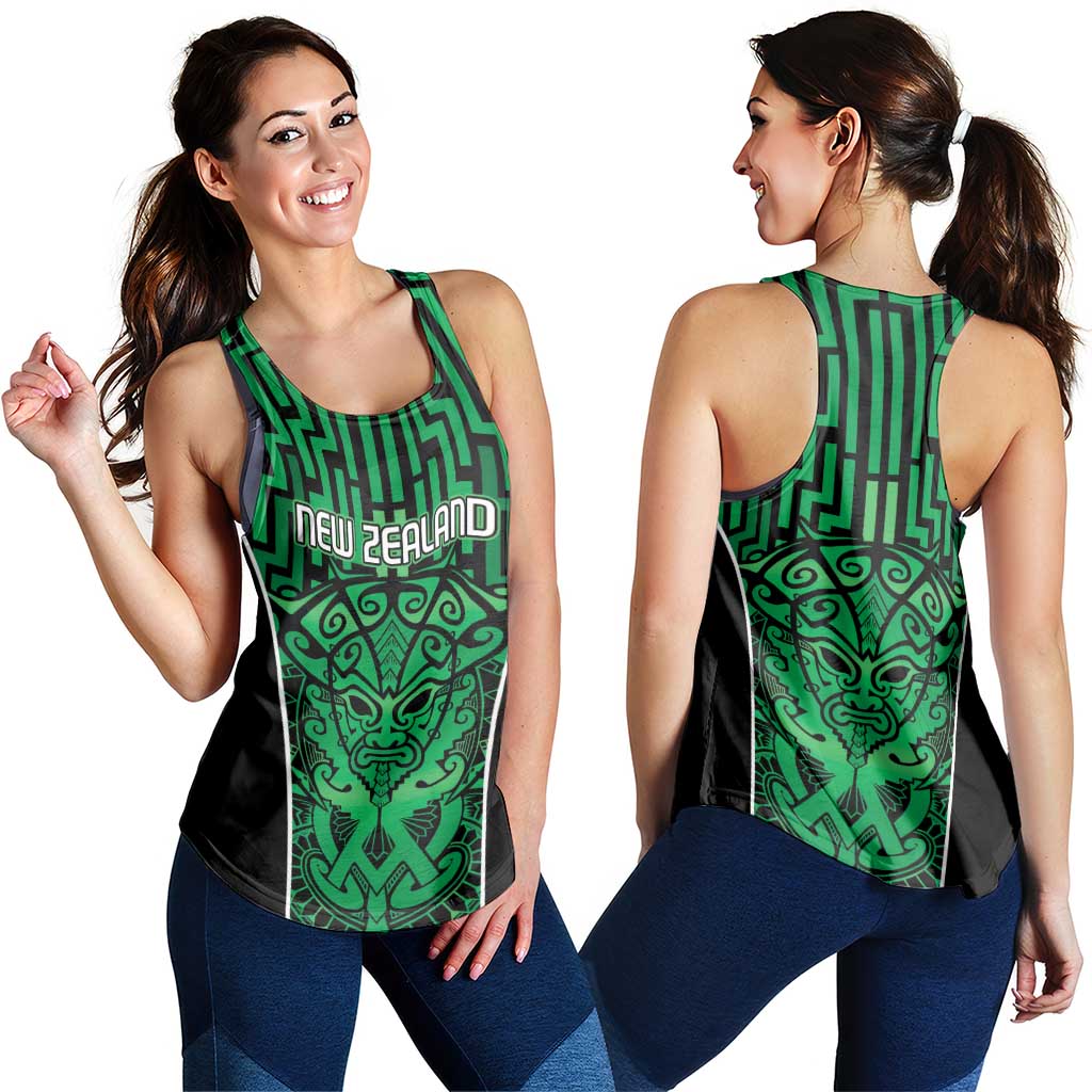Basketball New Zealand Women Racerback Tank Green Maori Ta Moko Indigenous - Aussie Hoodie