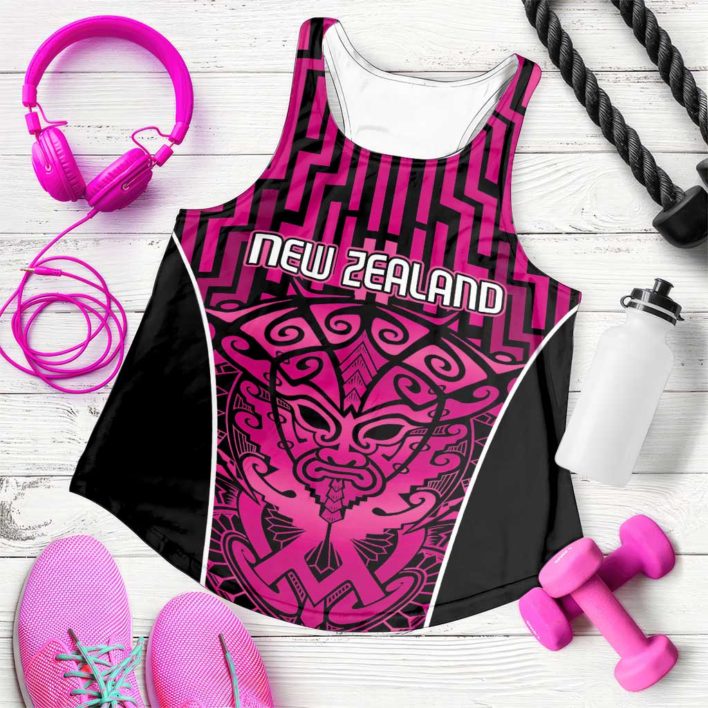 Basketball New Zealand Women Racerback Tank Pink Maori Ta Moko Indigenous - Aussie Hoodie