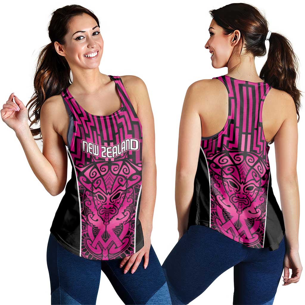 Basketball New Zealand Women Racerback Tank Pink Maori Ta Moko Indigenous - Aussie Hoodie