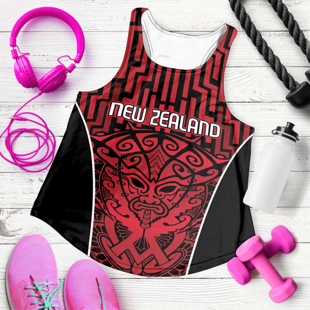 Basketball New Zealand Women Racerback Tank Red Maori Ta Moko Indigenous - Aussie Hoodie