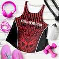 Basketball New Zealand Women Racerback Tank Red Maori Ta Moko Indigenous - Aussie Hoodie