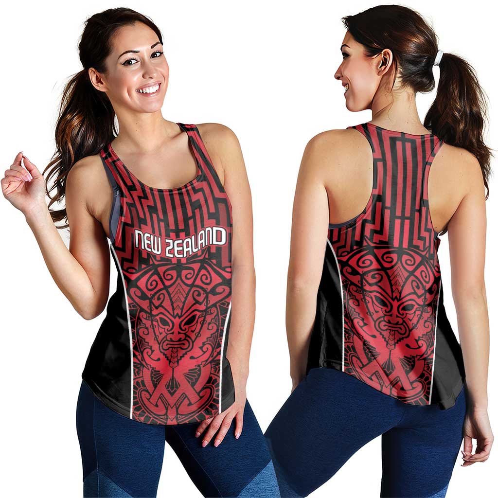 Basketball New Zealand Women Racerback Tank Red Maori Ta Moko Indigenous - Aussie Hoodie