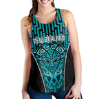 Basketball New Zealand Women Racerback Tank Teal Maori Ta Moko Indigenous - Aussie Hoodie