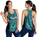 Basketball New Zealand Women Racerback Tank Teal Maori Ta Moko Indigenous - Aussie Hoodie