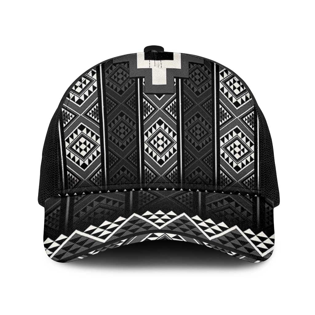 Black Taniko Aotearoa Baseball Net Cap Niho Taniwha Mix Poutama - Aussie Hoodie