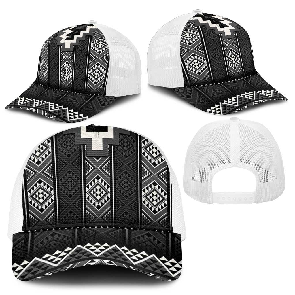 Black Taniko Aotearoa Baseball Net Cap Niho Taniwha Mix Poutama - Aussie Hoodie