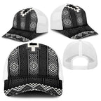 Black Taniko Aotearoa Baseball Net Cap Niho Taniwha Mix Poutama - Aussie Hoodie