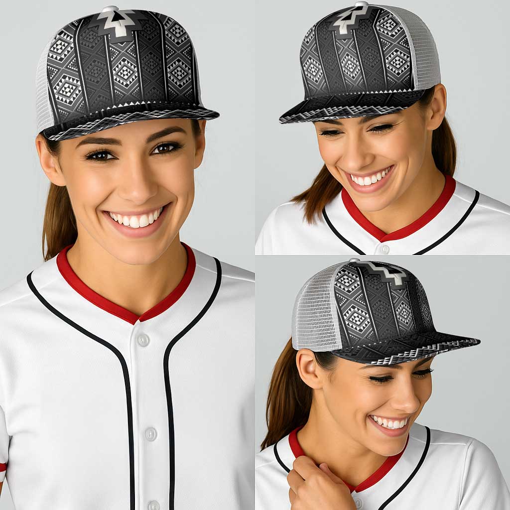 Black Taniko Aotearoa Baseball Net Cap Niho Taniwha Mix Poutama - Aussie Hoodie