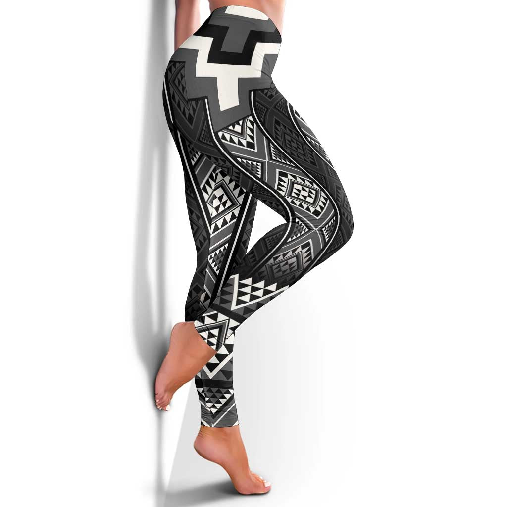 Black Taniko Aotearoa Leggings Niho Taniwha Mix Poutama