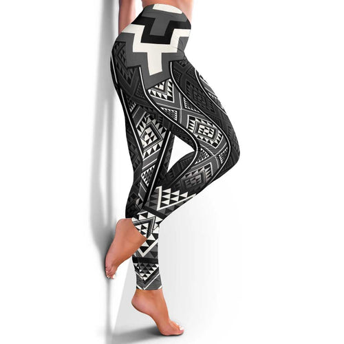 Black Taniko Aotearoa Leggings Niho Taniwha Mix Poutama