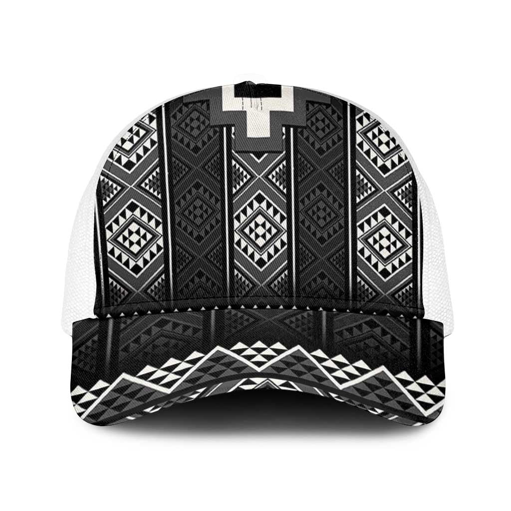 Black Taniko Aotearoa Mesh Trucker Cap Niho Taniwha Mix Poutama - Aussie Hoodie