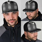 Black Taniko Aotearoa Mesh Trucker Cap Niho Taniwha Mix Poutama - Aussie Hoodie