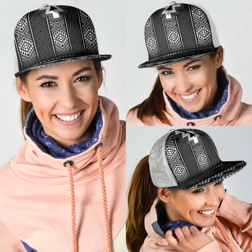 Black Taniko Aotearoa Mesh Trucker Cap Niho Taniwha Mix Poutama - Aussie Hoodie