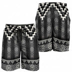 Black Taniko Aotearoa Shorts for Men Niho Taniwha Mix Poutama