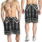 Black Taniko Aotearoa Shorts for Men Niho Taniwha Mix Poutama