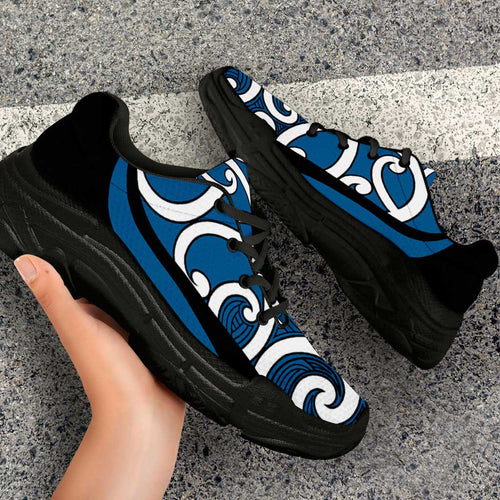 Blue Maori Koru New Zealand Chunky Sneakers