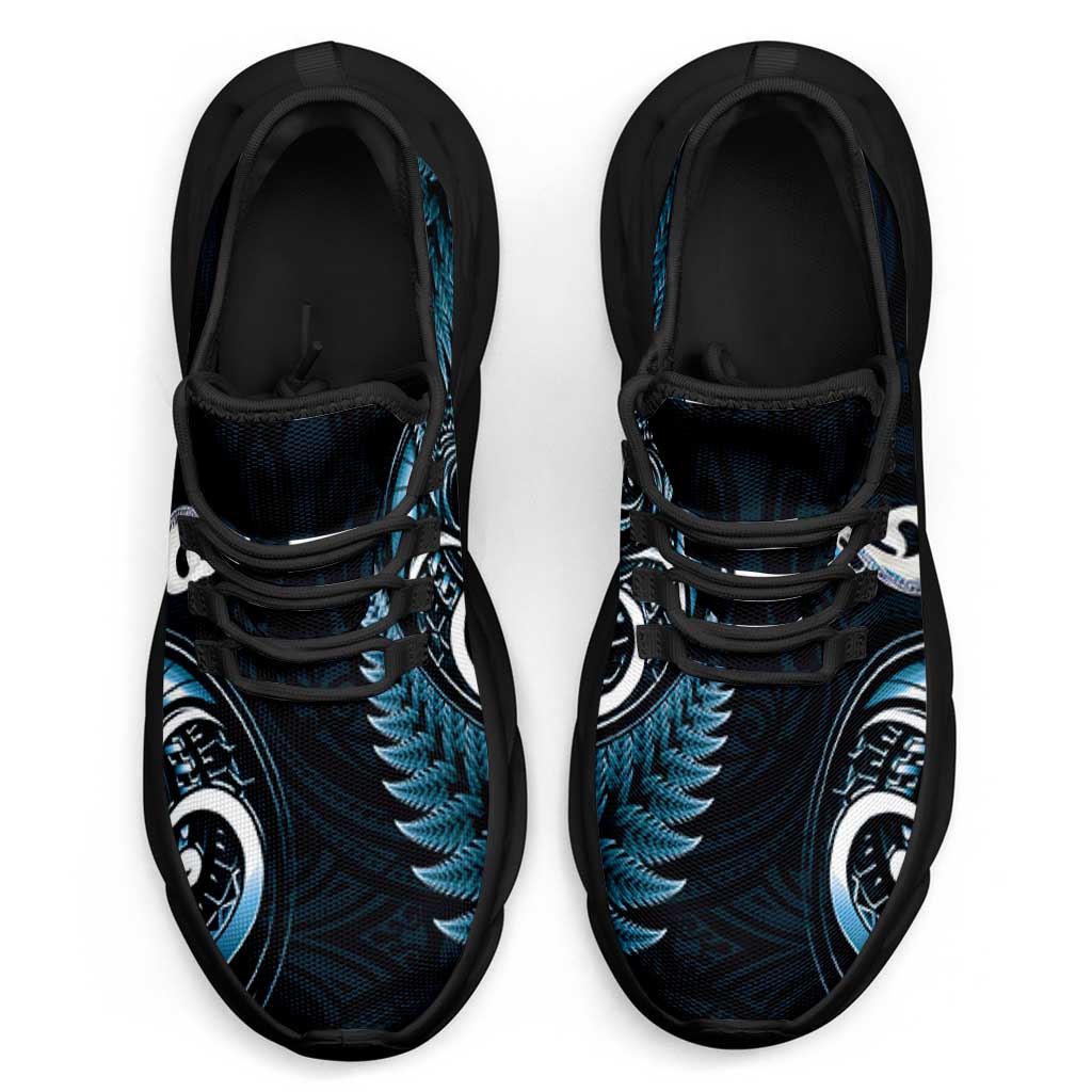 Blue New Zealand Clunky Sneakers Aotearoa Silver Fern With Manaia Maori Unique