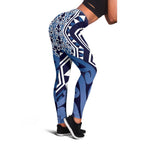 Blue New Zealand Leggings Aotearoa Kowhaiwhai Mix Taniko Art