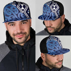 Blue New Zealand Mesh Trucker Cap Aotearoa Kowhaiwhai Mix Taniko Art - Aussie Hoodie