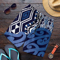 Blue New Zealand Shorts for Men Aotearoa Kowhaiwhai Mix Taniko Art