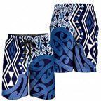 Blue New Zealand Shorts for Men Aotearoa Kowhaiwhai Mix Taniko Art