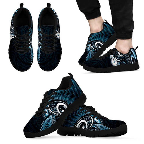 Blue New Zealand Sneakers Aotearoa Silver Fern With Manaia Maori Unique