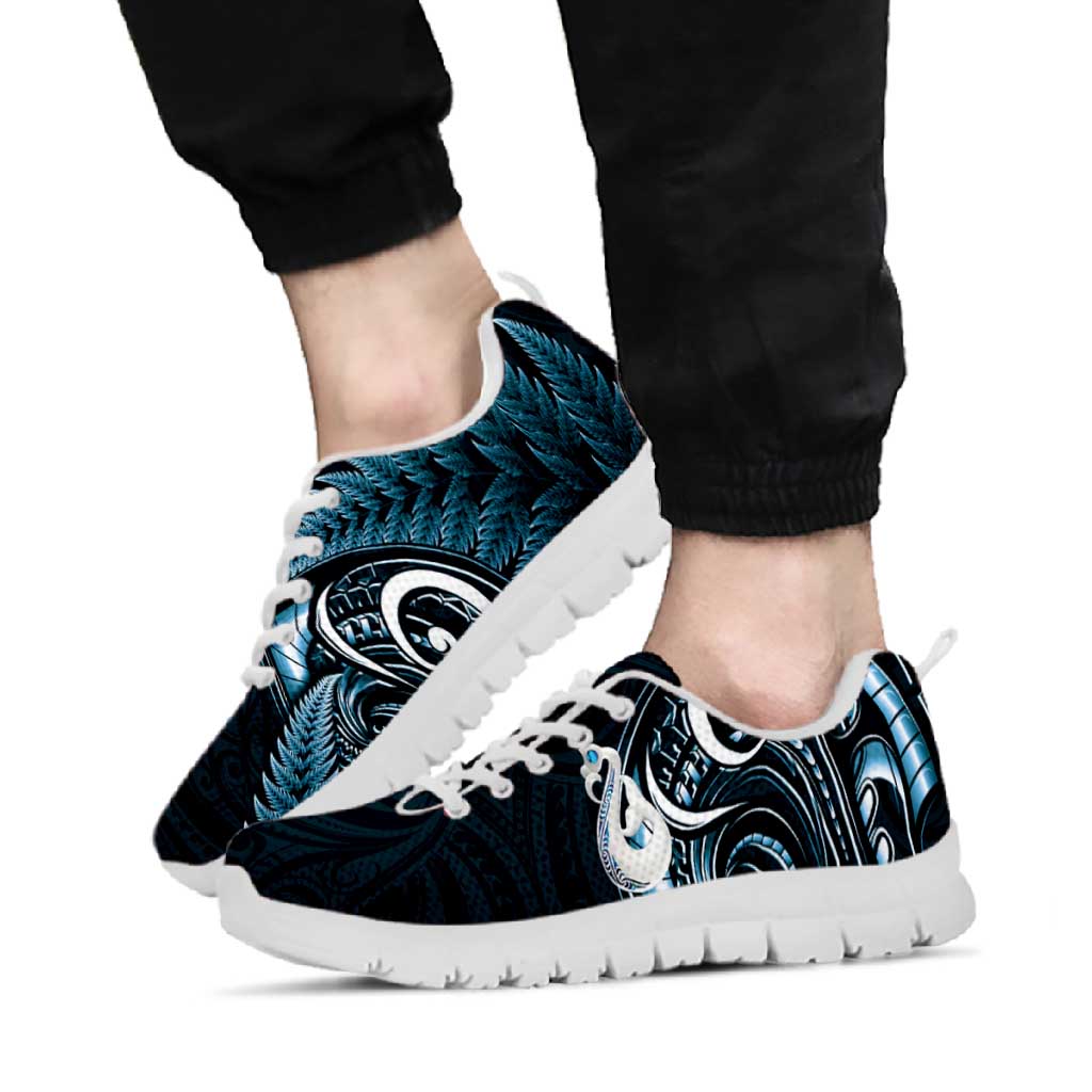 Blue New Zealand Sneakers Aotearoa Silver Fern With Manaia Maori Unique