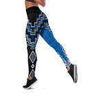 Blue Niho Taniwha Mix Poutama Leggings Unique Taniko Aotearoa - Aussie Hoodie