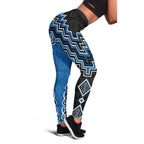 Blue Niho Taniwha Mix Poutama Leggings Unique Taniko Aotearoa - Aussie Hoodie