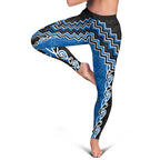 Blue Niho Taniwha Mix Poutama Leggings Unique Taniko Aotearoa - Aussie Hoodie