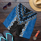 Blue Niho Taniwha Mix Poutama Shorts for Men Unique Taniko Aotearoa - Aussie Hoodie
